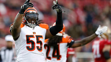 SANTA CLARA, CA - DECEMBER 20: Vontaze Burfict #55 of the Cincinnati Bengals reacts after a play during their NFL game against the San Francisco 49ers at Levi's Stadium on December 20, 2015 in Santa Clara, California. (Photo by Ezra Shaw/Getty Images)