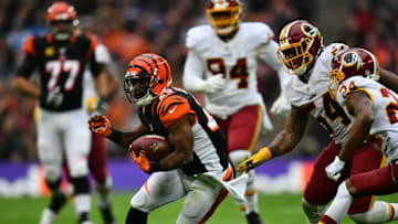 LONDON, ENGLAND - OCTOBER 30: Giovani Bernard #25 of the Cincinnati Bengals makes a break during the NFL International Series Game between Washington Redskins and Cincinnati Bengals at Wembley Stadium on October 30, 2016 in London, England. (Photo by Dan Mullan/Getty Images)