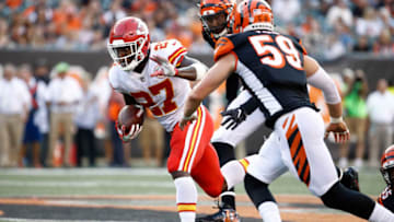 CINCINNATI, OH - AUGUST 19: Kareem Hunt #27 of the Kansas City Chiefs runs with the ball against the Cincinnati Bengals during the preseason game at Paul Brown Stadium on August 19, 2017 in Cincinnati, Ohio. (Photo by Andy Lyons/Getty Images)
