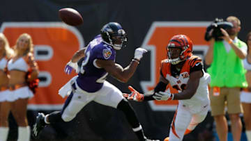 CINCINNATI, OH - SEPTEMBER 10: Cody Core #16 of the Cincinnati Bengals catches a pass from Andy Dalton #14 of the Cincinnati Bengals during the fourth quarter of the game against the Baltimore Ravens at Paul Brown Stadium on September 10, 2017 in Cincinnati, Ohio. (Photo by Michael Reaves/Getty Images)