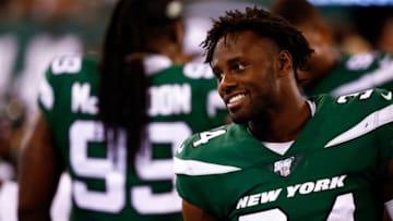 EAST RUTHERFORD, NJ - AUGUST 24: Brian Poole #34 of the New York Jets stands on the sideline during their preseason game against the New Orleans Saints at MetLife Stadium on August 24, 2019 in East Rutherford, New Jersey. (Photo by Jeff Zelevansky/Getty Images)