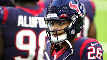 HOUSTON, TEXAS - JANUARY 03: Vernon Hargreaves III #26 of the Houston Texans in action against the Tennessee Titans during a game at NRG Stadium on January 03, 2021 in Houston, Texas. (Photo by Carmen Mandato/Getty Images)