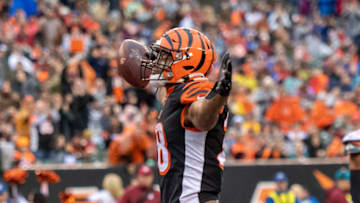 CINCINNATI, OH - DECEMBER 29: Joe Mixon #28 of the Cincinnati Bengals celebrates after running for a touchdown in the fourth quarter of the game against the Cleveland Browns at Paul Brown Stadium on December 29, 2019 in Cincinnati, Ohio. (Photo by Bobby Ellis/Getty Images)