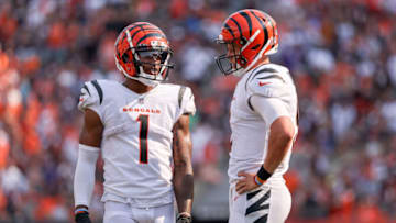 Ja'Marr Chase #1 and Joe Burrow #9 of the Cincinnati Bengals (Photo by Dylan Buell/Getty Images)