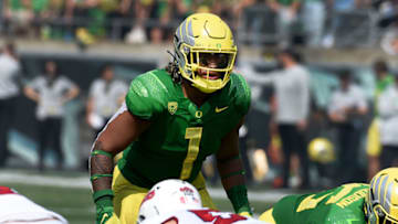Noah Sewell #1 of the Oregon Ducks. (Photo by Steve Dykes/Getty Images)