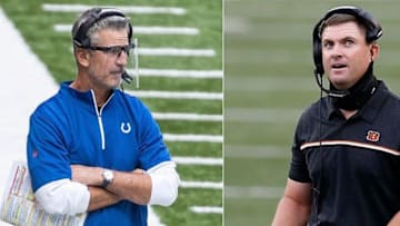 Indianapolis Colts coach Frank Reich (left) and Cincinnati Bengals coach Zac TaylorColtsbengalscoach