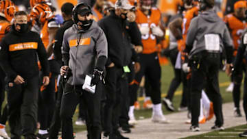 Cincinnati Bengals head coach Zac Taylor paces the sideline in the fourth quarter during an NFL Week 15 football game against the Pittsburgh Steelers, Monday, Dec. 21, 2020, at Paul Brown Stadium in Cincinnati. The Cincinnati Bengals won, 27-17.Pittsburgh Steelers At Cincinnati Bengals Dec 21