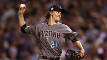 DENVER, CO - SEPTEMBER 11: Starting pitcher Zack Greinke #21 of the Arizona Diamondbacks throws in the sixth inning against the Colorado Rockies at Coors Field on September 11, 2018 in Denver, Colorado. (Photo by Matthew Stockman/Getty Images)
