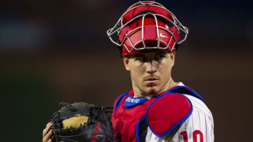 J.T. Realmuto #10 of the Philadelphia Phillies (Photo by Mitchell Leff/Getty Images)