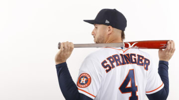 George Springer #4 of the Houston Astros (Photo by Michael Reaves/Getty Images)