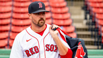 BOSTON, MA - JULY 25: Heath Hembree #37 of the Boston Red Sox looks on before a game against the Baltimore Orioles on July 25, 2020 at Fenway Park in Boston, Massachusetts. The Major League Baseball season was delayed due to the coronavirus pandemic. (Photo by Billie Weiss/Boston Red Sox/Getty Images)
