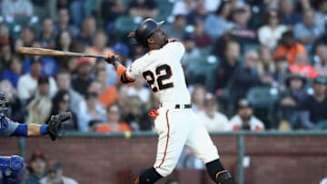 SAN FRANCISCO, CA - JULY 10: Andrew McCutchen #22 of the San Francisco Giants bats against the Chicago Cubs in the first inning at AT&T Park on July 10, 2018 in San Francisco, California. (Photo by Ezra Shaw/Getty Images)