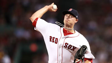 BOSTON, MA - AUGUST 1: Addison Reed #43 of the Boston Red Sox pitches against the Cleveland Indians during the eighth inning at Fenway Park on August 1, 2017 in Boston, Massachusetts. (Photo by Maddie Meyer/Getty Images)