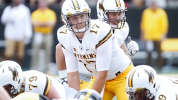 IOWA CITY, IOWA- SEPTEMBER 2: Quarterback Josh Allen #17 of the Wyoming Cowboys in the first quarter against the Iowa Hawkeyes, on September 2, 2017 at Kinnick Stadium in Iowa City, Iowa. (Photo by Matthew Holst/Getty Images)
