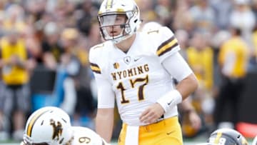 IOWA CITY, IOWA- SEPTEMBER 2: Quarterback Josh Allen #17 of the Wyoming Cowboys in the first quarter against the Iowa Hawkeyes, on September 2, 2017 at Kinnick Stadium in Iowa City, Iowa. (Photo by Matthew Holst/Getty Images)