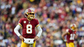 LANDOVER, MD - NOVEMBER 12: Quarterback Kirk Cousins #8 of the Washington Redskins looks on during the fourth quarter against the Minnesota Vikings at FedExField on November 12, 2017 in Landover, Maryland. (Photo by Patrick McDermott/Getty Images)