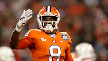 CHARLOTTE, NC - DECEMBER 02: Deon Cain #8 of the Clemson Tigers reacts after scoring a touchdown against the Miami Hurricanes in the third quarter during the ACC Football Championship at Bank of America Stadium on December 2, 2017 in Charlotte, North Carolina. (Photo by Streeter Lecka/Getty Images)