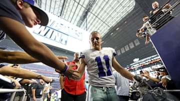 ARLINGTON, TX - OCTOBER 14: Cole Beasley #11 of the Dallas Cowboys slaps hands with fans after a 40-7 win against the Jacksonville Jaguars at AT&T Stadium on October 14, 2018 in Arlington, Texas. (Photo by Ronald Martinez/Getty Images)