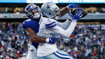 EAST RUTHERFORD, NEW JERSEY - DECEMBER 19: Trevon Diggs #7 of the Dallas Cowboys intercepts a pass in the endzone that was intended for Kenny Golladay #19 of the New York Giants during the fourth quarter at MetLife Stadium on December 19, 2021 in East Rutherford, New Jersey. (Photo by Sarah Stier/Getty Images)
