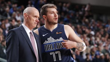 Dallas Mavericks Luka Doncic Rick Carlisle Copyright 2019 NBAE (Photo by Glenn James/NBAE via Getty Images)