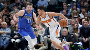 Dallas Mavericks Devin Booker Luka Doncic (Photo by Tom Pennington/Getty Images)