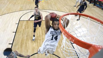 SAN ANTONIO, TX - APRIL 02: Omari Spellman #14 of the Villanova Wildcats drives to the basket against the Michigan Wolverines during the first half of the 2018 NCAA Men's Final Four National Championship game at the Alamodome on April 2, 2018 in San Antonio, Texas. (Photo by Brett Wilhelm/NCAA Photos via Getty Images)
