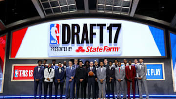 NEW YORK, NY - JUNE 22: Front Row (L-R) - OG Anunoby, Dennis Smith, Malik Monk, Luke Kennard, Lonzo Ball, NBA Commissioner Adam Silver, Markelle Fultz, De'aaron Fox, Frank Ntilikina, Justin Jackson, Back Row (L-R) Bam Adebayo, Jonathan Isaac, Justin Patton, Lauri Markkanen, Jayson Tatum, Josh Jackson, Zach Collins, Donovan Mitchell and TJ Leaf pose for a portrait prior to the 2017 NBA Draft on June 22, 2017 at Barclays Center in Brooklyn, New York. NOTE TO USER: User expressly acknowledges and agrees that, by downloading and or using this photograph, User is consenting to the terms and conditions of the Getty Images License Agreement. (Photo by Mike Stobe/Getty Images)