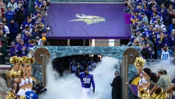 Nov 8, 2015; Minneapolis, MN, USA; Minnesota Vikings defensive tackle Linval Joseph (98) against the St. Louis Rams at TCF Bank Stadium. The Vikings defeated the Rams 21-18. Mandatory Credit: Brace Hemmelgarn-USA TODAY Sports