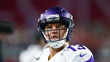 Dec 10, 2015; Glendale, AZ, USA; Minnesota Vikings quarterback Shaun Hill (13) against the Arizona Cardinals at University of Phoenix Stadium. The Cardinals defeated the Vikings 23-20. Mandatory Credit: Mark J. Rebilas-USA TODAY Sports