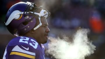 Jan 10, 2016; Minneapolis, MN, USA; Minnesota Vikings cornerback Terence Newman (23) before a NFC Wild Card playoff football game against the Seattle Seahawks at TCF Bank Stadium. Mandatory Credit: Brace Hemmelgarn-USA TODAY Sports