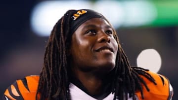 Aug 14, 2015; Cincinnati, OH, USA; Cincinnati Bengals outside linebacker Emmanuel Lamur (59) against the New York Giants in a preseason NFL football game at Paul Brown Stadium. The Bengals won 23-10. Mandatory Credit: Aaron Doster-USA TODAY Sports