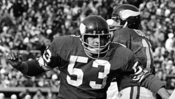 Mick Tingelhoff, Minnesota Vikings pro football. Minneapolis Tribune photo November 15, 1970, by staff photographer Kent Kobersteen. See article page C17, Star Tribune, Sun Nov 25, 2001. ORG XMIT: MIN2013082017552746(Photo By KENT KOBERSTEEN/Star Tribune via Getty Images)