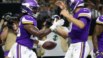 NEW ORLEANS, LOUISIANA - AUGUST 09: Trae Waynes #26 of the Minnesota Vikings celebrates after scoring a touchdown against the New Orleans Saints during a preseason game at the Mercedes Benz Superdome on August 09, 2019 in New Orleans, Louisiana. (Photo by Chris Graythen/Getty Images)