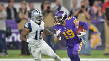 MINNEAPOLIS, MN - DECEMBER 1: Adam Thielen #19 of the Minnesota Vikings carries the ball during an NFL game against the Dallas Cowboys at U.S. Bank Stadium December 1, 2016 in Minneapolis, Minnesota. (Photo by Tom Dahlin/Getty Images)