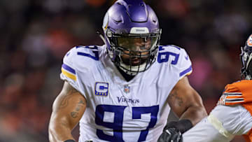 CHICAGO, IL - NOVEMBER 18: Minnesota Vikings defensive end Everson Griffen (97) battles in action during a NFL game between the Chicago Bears and the Minnesota Vikings on November 18, 2018 at Soldier Field, in Chicago, Illinois. (Photo by Robin Alam/Icon Sportswire via Getty Images)