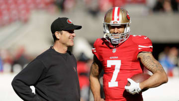 (Photo by Ezra Shaw/Getty Images) Jim Harbaugh and Colin Kaepernick