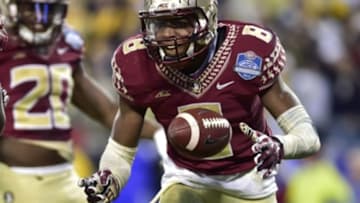 Dec 6, 2014; Charlotte, NC, USA; Florida State Seminoles defensive back Jalen Ramsey (8) reacts in the fourth quarter. The Florida State Seminoles defeated the Georgia Tech Yellow Jackets 37-35 at Bank of America Stadium. Mandatory Credit: Bob Donnan-USA TODAY Sports