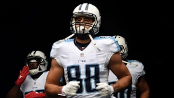 Nov 27, 2016; Chicago, IL, USA; Tennessee Titans tight end Jace Amaro (88) takes the field before the game against the Chicago Bears at Soldier Field. Mandatory Credit: Mike DiNovo-USA TODAY Sports