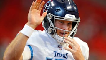 ATLANTA, GA - SEPTEMBER 29: Ryan Tannehill #17 of the Tennessee Titans warms up prior to an NFL game against the Atlanta Falcons at Mercedes-Benz Stadium on September 29, 2019 in Atlanta, Georgia. (Photo by Todd Kirkland/Getty Images)