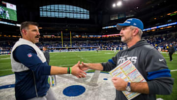Mike Vrabel, Tennessee Titans (L), Frank Reich, Indianapolis Colts (Photo by Brett Carlsen/Getty Images)
