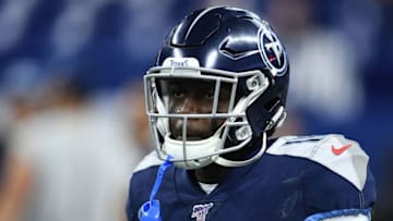 INDIANAPOLIS, INDIANA - DECEMBER 01: A.J. Brown #11 of the Tennessee Titans participates in warmups prior to a game against the Indianapolis Colts at Lucas Oil Stadium on December 01, 2019 in Indianapolis, Indiana. (Photo by Stacy Revere/Getty Images)