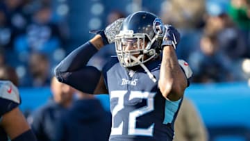 NASHVILLE, TN - NOVEMBER 24: Derrick Henry #22 of the Tennessee Titans warms up before a game against the Jacksonville Jaguars at Nissan Stadium on November 24, 2019 in Nashville, Tennessee. The Titans defeated the Jaguars 42-20. (Photo by Wesley Hitt/Getty Images)