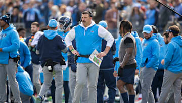 NASHVILLE, TN - DECEMBER 15: Head Coach Mike Vrabel of the Tennessee Titans on the sidelines during a game against the Houston Texans at Nissan Stadium on December 15, 2019 in Nashville, Tennessee. The Texans defeated the Titans 24-21. (Photo by Wesley Hitt/Getty Images)