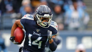 NASHVILLE, TENNESSEE - DECEMBER 22: Wide receiver Kalif Raymond #14 of the Tennessee Titans runs the ball in the first quarter against the New Orleans Saints in the game at Nissan Stadium on December 22, 2019 in Nashville, Tennessee. (Photo by Brett Carlsen/Getty Images)