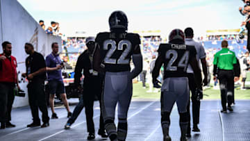 ORLANDO, FLORIDA - JANUARY 26: Derrick Henry #22 of the Tennessee Titans and Nick Chubb #24 of the Cleveland Browns take the field prior to the 2020 NFL Pro Bowl at Camping World Stadium on January 26, 2020 in Orlando, Florida. (Photo by Mark Brown/Getty Images)