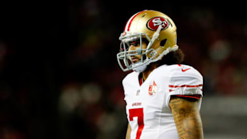 ATLANTA, GA - DECEMBER 18: Colin Kaepernick #7 of the San Francisco 49ers walks on the field during the first half against the Atlanta Falcons at the Georgia Dome on December 18, 2016 in Atlanta, Georgia. (Photo by Kevin C. Cox/Getty Images)