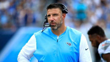 NASHVILLE, TN - SEPTEMBER 16: Head coach Mike Vrabel of the Tennessee Titans walks the sidelines during the third quarter at Nissan Stadium on September 16, 2018 in Nashville, Tennessee. (Photo by Andy Lyons/Getty Images)