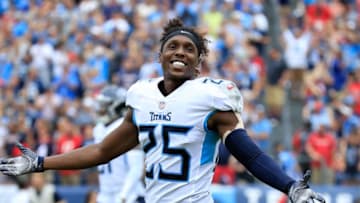 NASHVILLE, TN - SEPTEMBER 16: Adoree' Jackson #25 of the Tennessee Titans celebrates after a win over the Houston Texans at Nissan Stadium on September 16, 2018 in Nashville, Tennessee. (Photo by Andy Lyons/Getty Images)