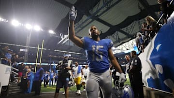 DETROIT, MI - OCTOBER 07: Golden Tate #15 of the Detroit Lions celebrates his team's 31-23 victory over the Green Bay Packers at Ford Field on October 7, 2018 in Detroit, Michigan. (Photo by Gregory Shamus/Getty Images)