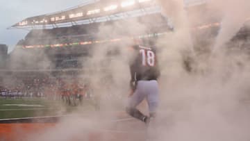 CINCINNATI, OH - OCTOBER 28: A.J. Green #18 of the Cincinnati Bengals takes the field for the game against the Tampa Bay Bucccaneers at Paul Brown Stadium on October 28, 2018 in Cincinnati, Ohio. The Bengals defeated the Buccaneers 37-34. (Photo by John Grieshop/Getty Images)